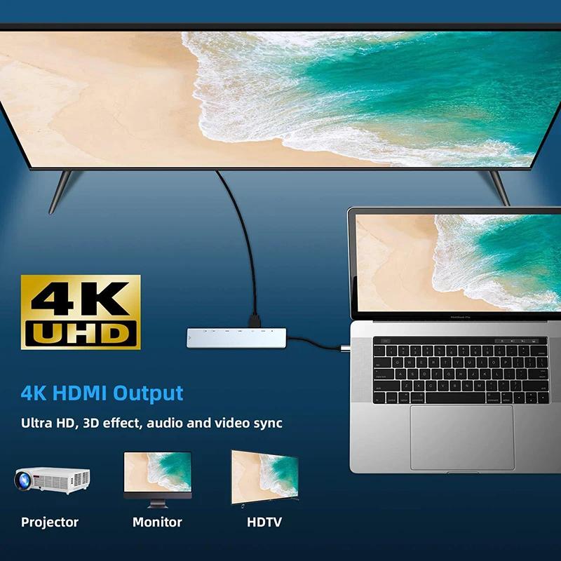  Ƽ CŸ Ȯ ũ USB-C-HDMI USB 3.0 PD ī , ƮϿ ٱ , 8-in-1